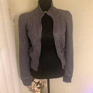 🌹VINTAGE MATERIAL GIRL GRAY FAUX LEATHER FASHION JACKET
